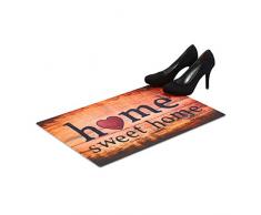 Relaxdays Fußmatte Home Sweet Home, flacher Fußabtreter 60x40 cm, rutschfester Vorleger für Indoor und Outdoor, bunt