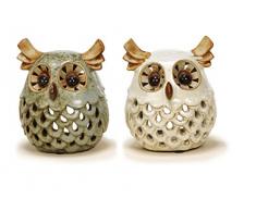 Unbekannt Sunny Toys 13754 Keramik Eule Windlicht Circa 11 cm, sortiertiert, grün/beige