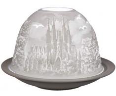 Himmlische Düfte Geschenkartikel GmbH Barcelona Windlicht, Porzellan, Weiß, 12 x 12 x 8 cm