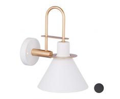 Relaxdays Wandleuchte Editorial, Wandlampe im edlen Industrial Design, Wandlicht in Messing Optik, E27, 40W, Weiß