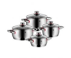 WMF Quality One Topfset 4-teilig, Cromargan Edelstahl poliert, Töpfe mit Glasdeckel, Induktionstöpfe, Topf Induktion, Dampföffnung, unbeschichtet