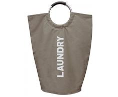 MSV Wäschekorb Wäschesammler Wäschesack mit Tragegriff Taupe Graubraun - Maße (BxTxH): 55x38x64