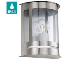 EGLO Außen-Wandlampe Daril, 1 flammige Außenleuchte, Wandleuchte aus Edelstahl und Kunststoff, Farbe: Silber, Fassung: E27, IP44