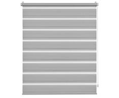 Deco Company Duo-Rollo zum Klemmen, Seitenzugrollo, Transparente und blickdichte Streifen, Alle Montage-Teile inklusive, Hellgrau, 100 x 150 cm