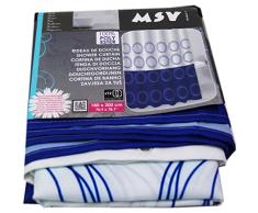 MSV Duschvorhang aus Polyester 180x200cm in blau/weiß, 30 x 20 x 15 cm