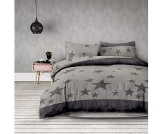 AmeliaHome 2tlg Bettwäsche 155x220 cm mit 1 Kopfkissenbezug 80x80 cm Sterne Microfaser Reißverschluss Basic Collection Stardust grau anthrazit