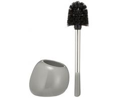 WENKO WC-Garnitur Polaris, hochwertiger Toilettenbürstenhalter aus edler Keramik, inklusive Toilettenbürste, 15 x 34,5 x 14,5 cm, Grau