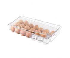 InterDesign Fridge/Freeze Binz Eierbehälter, große Aufbewahrungsbox aus Kunststoff für 21 Eier, durchsichtig