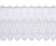 Plauener Spitze by Modespitze, Store Bistro Gardine Scheibengardine mit Stangendurchzug, hochwertige Stickerei, Höhe 41 cm, Breite 96 cm, Weiß
