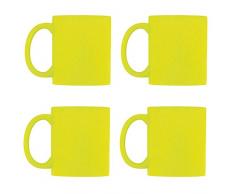 eBuyGB Leuchtende Fluoreszierende Tasse für Tee und Kaffee, Keramik, gelb, 4 Stück