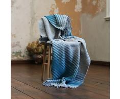 Grau Türkis Wolldecke Alberto, 130 x 200 cm, Hergestellt in Litauen