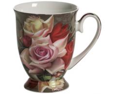 Maxwell & Williams S5698710 Royal Old England Becher auf Fuß, Kaffeebecher, Tasse, Motiv: Blumenstrauß, in Geschenkbox, Porzellan