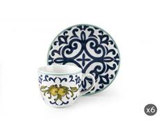 Excelsa Amalfi Espressotasse mit Unterteller, Porzellan, 6 Stück