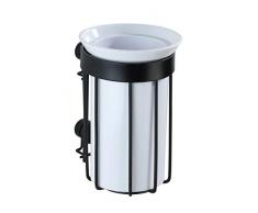 WENKO Classic Plus Zahnputzbecher-/ Zahnbürstenhalter (für Zahnbürste und Zahnpasta mit hochwertigem Rostschutz, Stahl) 9 x 12 x 8 cm, Schwarz