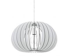 EGLO Holz Pendellampe Cossano, 1 flammige moderne Pendelleuchte, Hängeleuchte aus Holz und Stahl, Farbe: weiß, Fassung: E27, Ø: 45 cm