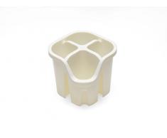 Addis Besteck Küchenutensilien Abtropfkorb mit 4 Fächern, Plastik, Linen Cream, 14 x 14 x 13 cm