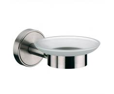 Kela 21581, Seifenschale zur Wandmontage, Glas/ Edelstahl 18/10, 5,5x 11x 3.5 cm, Marbea, Matt