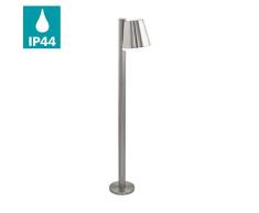 EGLO Außen-Stehlampe Caldiero, 1 flammige Außenleuchte, Wegeleuchte aus Edelstahl und Kunststoff, Farbe: Silber, weiß, Fassung: E27, IP44