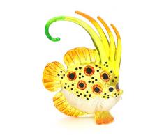 Zoo Craft handgeblasene Glasfigur, schöne gelbe Engelsfische, handgefertigt, Miniatur