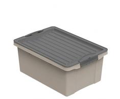 Rotho Eco Compact Aufbewahrungsbox 13l, Kunststoff (recycelt), Cappuccino/Anthrazit, 13 Liter (39,5 x 27,5 x 18 cm)