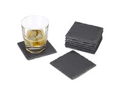 Relaxdays, grau Getränkeuntersetzer Schiefer 8er Set, quadratisch 10x10 cm, Pflegeleichte Untersetzer, für Gläser, Standard