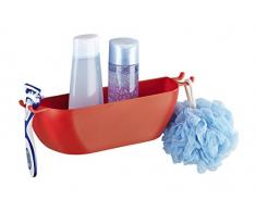 WENKO 22593100 Wandablage Brasil, Aufbewahrungskorb, Dusch-Caddy, befestigen ohne bohren, 30 x 8 x 7 cm, rot