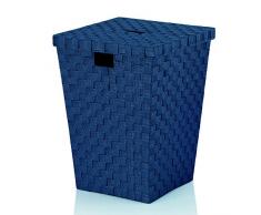 Kela 23089 Wäschebox, Geflochtenes Faserband, 40 x 40 x 52 cm, Alvaro, Indigoblau