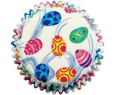 PME Backförmchen für Cupcakes aus weißem Papier mit dekorativen Eiern, Standardgröße, 60er Pack, Kunststoff, Mehrfarbig, 7 x 7 x 2.8 cm, 60-Einheiten