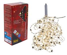 Idena Micro Lichterkette mit 200 LED in warm weiß und Sterndeko in Silber, 8 Stunden Timer Funktion, für Partys, Weihnachten, Deko, Hochzeit, als Stimmungslicht, ca. 23 m