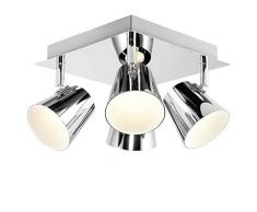 Brilliant Torsion LED Spotplatte 4 flg Deckenstrahler schwenkbar Lichtauslass zweiseitig chrom 2600 Lumen, LED integriert
