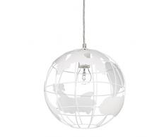 Relaxdays Hängeleuchte Kugel, Pendelleuchte im Globus Design, höhenverstellbare Deckenlampe aus Metall, Ø 30 cm, weiß