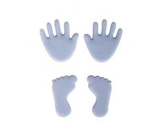 Rayher 31438356 Wachsmotiv Babyfüße/-hände, ca. 1,5 cm, Btl. 2 Babyhände aus Wachs und 2 Babyfüße aus Wachs, Kerzen verzieren, Verzierwachs, Wachsmotiv für Kerzen, hellblau