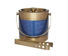 BarCraft BCICBUCBLUBRS Midnight Luxe Eiseimer mit Deckel und Zange, Edelstahl