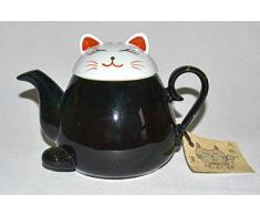 Takayama Keramik schwarz gepflegten Katze Teekanne hasamiyaki 340 ml aus Japan