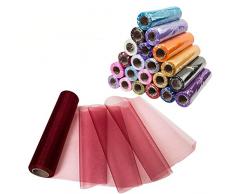 pinlei Organza Rolle 29 cm Breite x 25 m Länge Schärpen Stoff Tischläufer Stuhl Schärpen Schleife für Dekoration burgunderfarben
