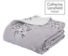 Catherine Lansfield Tagesdecke Blumenmuster, Grau