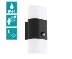 EGLO LED Außen-Wandlampe Favria, 2 flammige Außenleuchte inkl. Bewegungsmelder, Sensor-Wandleuchte aus Alu und Kunststoff, Farbe: Anthrazit, weiß, IP44