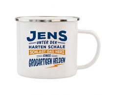 History & Heraldry Echter Kerl Emaille Becher, Jens, Mehrfarbig