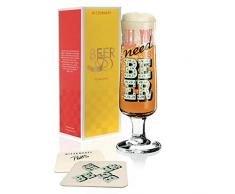 RITZENHOFF Beer Bierglas von Potts, aus Kristallglas, 300 ml, mit fünf Bierdeckeln