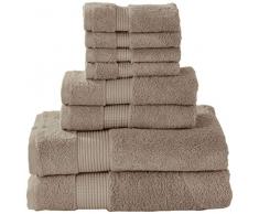 Manor Ridge Türkische Baumwolle, 700 g/m², 8-teiliges Set, superweich, schwer und saugfähig, 2 Baden, 2 Handtücher und 4 Waschlappen, Blau Taupe