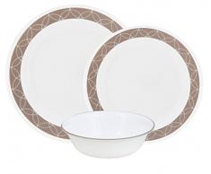 CORELLE Vitrelle Tafelservice aus Glas, 12 Stück, bruchfest, splitterfest, Glas, braun, 27.94 x 12.38 x 26.67 cm