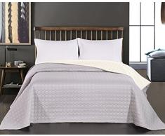DecoKing Premium 11805 Tagesdecke 170 x 270 cm Ecru Silber Bettüberwurf Kreisen zweiseitig pflegeleicht Salice
