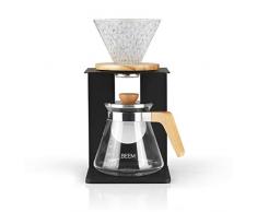 BEEM Pour Over Kaffeebereiter Set - 4 Tassen | Classic Selection | 4-teilig | Glas-Handfilter in Diamantoptik | Größe 2 | 0,5 l Glaskanne inkl. Deckel | Silikonunterlage