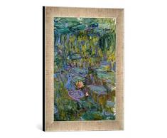 Gerahmtes Bild von Claude Monet Seerosen, Kunstdruck im hochwertigen handgefertigten Bilder-Rahmen, 30x40 cm, Silber Raya
