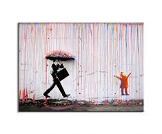 DVQ Art Banksy Art Colorful Regen Prints Gemälde Leinwand Modern Art Wand mit Frames für Wohnzimmer Decor 24x36inch(60x90cm)