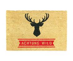 Lako Cocoprint UNO Fußmatte, Kokos, 015 Tier Sprüche Elch Achtung Wild, 60 x 40 x 1,5