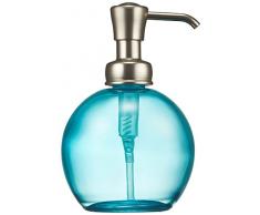 iDesign Hamilton Schaumseifenspender aus Glas, für Küche oder Bad-Blau/Gebürstet