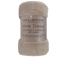 Dreamscene Kunstfell Fleece Überwurf über Sofa Bett Weich, Mink, 125 x 150 cm