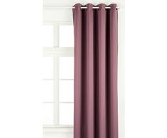 Linder 0551/72/375FR Gardine, mit Ösen, blickdicht, Aubergine, 145 x 260 cm