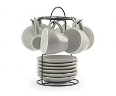 Royal Norfolk 729379 Espressotasse mit Untertasse, Steingut, Grau, CC 90